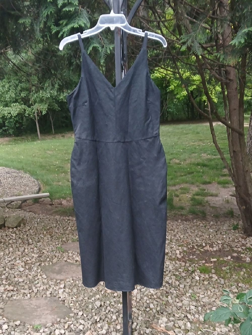 Vtg Y2K Old Navy Linen Midi Dress Sz 10, Minimalist 90s Granola Cottage Boho